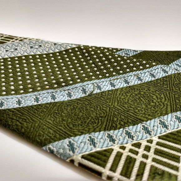 Vintage 60s 70s Green Clip-On Necktie Retro Neck Tie - Picture 6 of 9